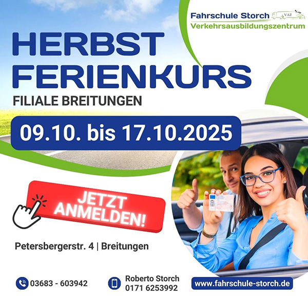 Ferienkurs Herbstferien 2025 Fahrschule Storch