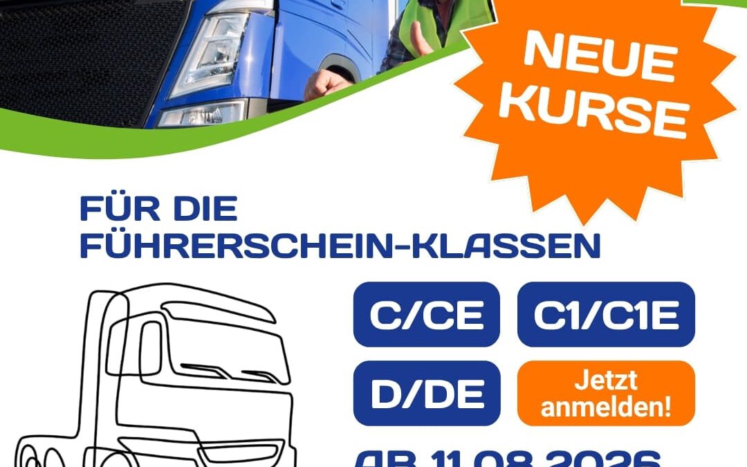 Neuer Kurse für LKW- und Busführerschein ab 11.08.2026
